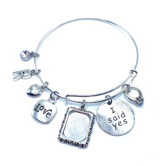 I Said Yes Engagement Charm Bracelet Photo Frame Charm - Picture 6 of 7